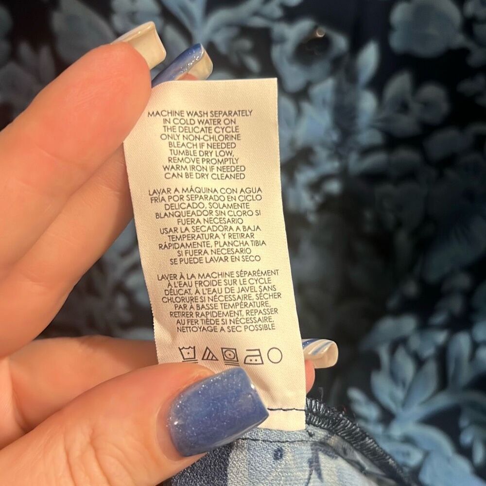 Cabi Java Sz Small Dress Drawstring Blue Floral - image 8